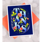 Pinkfresh Studio Bloom Of Thanks Dies And Stencils Bundle Clear Thanks Card | color-code:ALT01