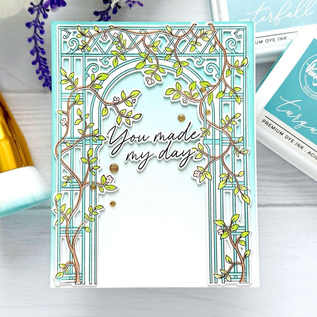 Pinkfresh Studio Blooming Arch Cling Stamps 257624 You Made My Day Card | color-code:ALT03