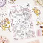 Pinkfresh Studio Blooming Daydream Clear Stamps Dies Stencils And Washi Tape Bundle 322626 Stamp Set