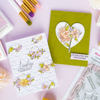 Pinkfresh Studio Blooming Daydream Clear Stamps Dies Stencils And Washi Tape Bundle Lucky To Know You Card