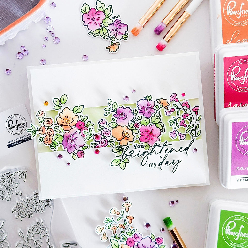 Pinkfresh Studio Blooming Grace Clear Stamps 269624 Floral Encouragement Card