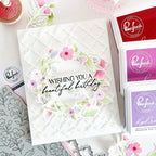 Pinkfresh Studio Bloomscape Die 306925 wreath wishing you a beautiful birthday card