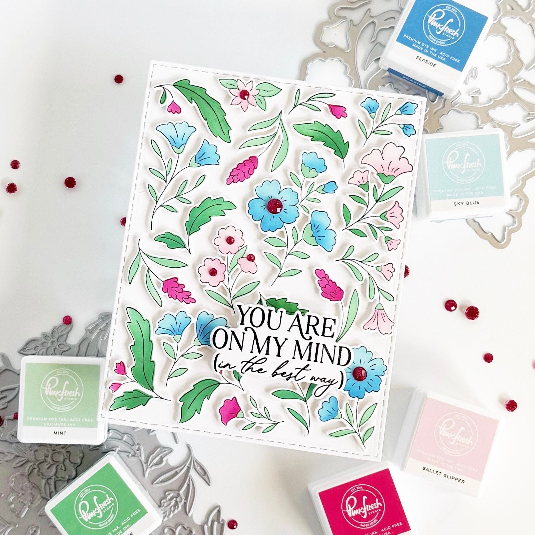 Pinkfresh Studio Bloomscape Press Plate 307125 Jody You are on my mind card