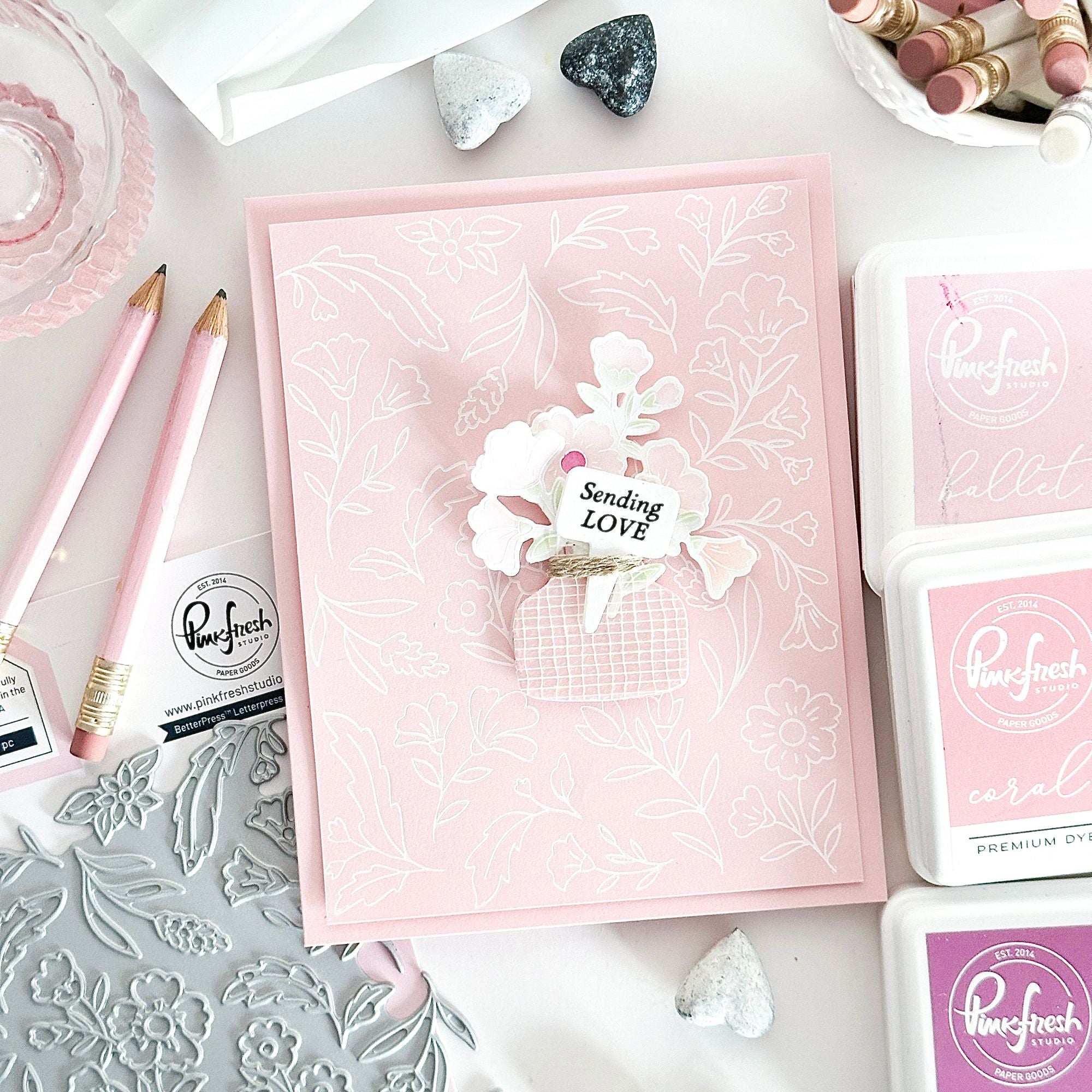 Pinkfresh Studio Bloomscape Press Plate 307125 Sending Love Card