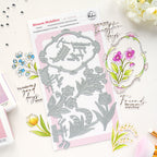 Pinkfresh Studio Blossom Medallion Clear Stamps Dies Stencils And Press Plates Bundle 324126 Letterpress And Hot Foiling Set