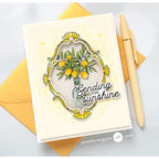 Pinkfresh Studio Blossom Medallion Clear Stamps Dies Stencils And Press Plates Bundle Sunshine Card | color-code:ALT03