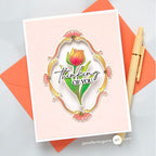 Pinkfresh Studio Blossom Medallion Clear Stamps Dies Stencils And Press Plates Bundle Tulip Card | color-code:ALT01