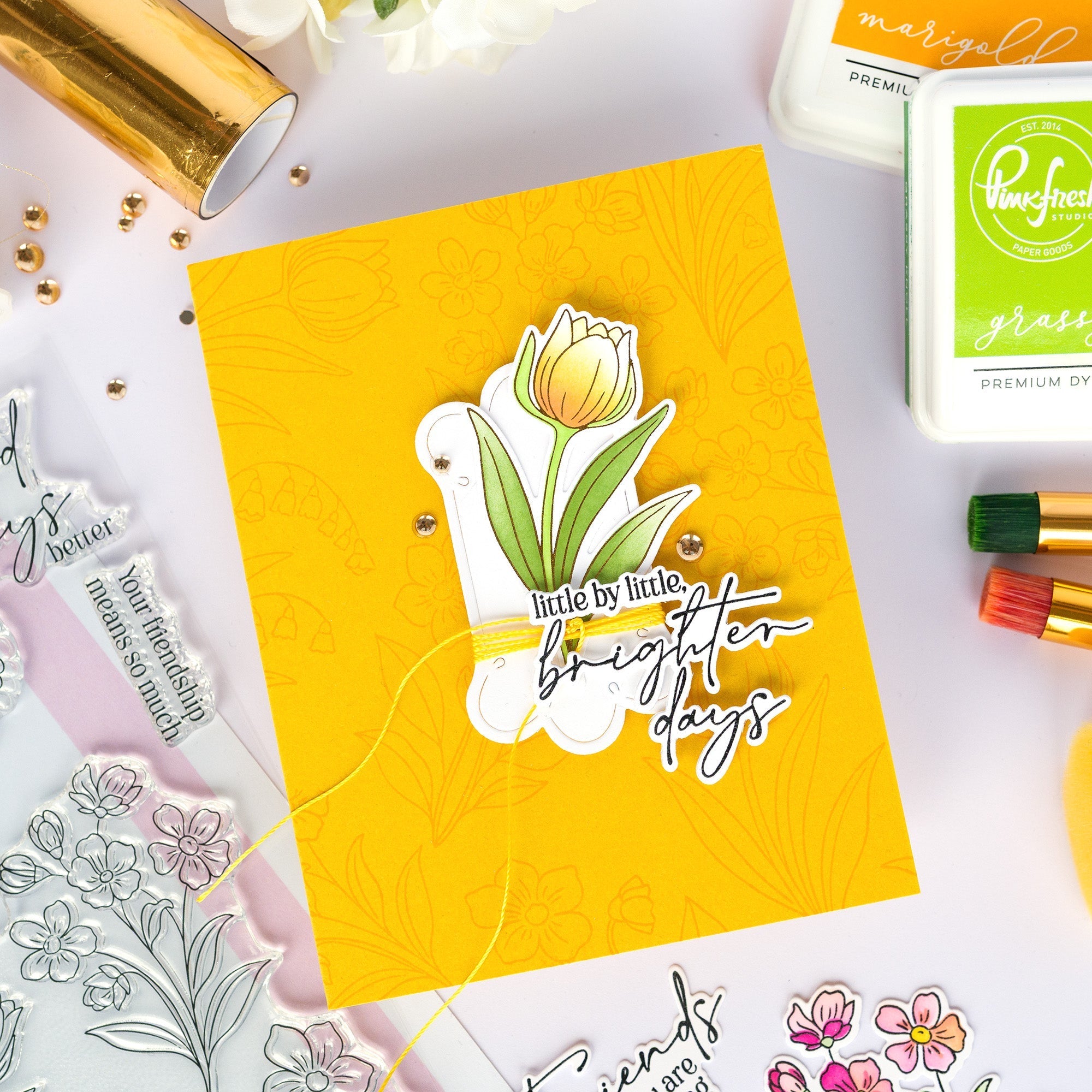 Pinkfresh Studio Blossom Medallion Press Plates 324126 Brighter Days Card