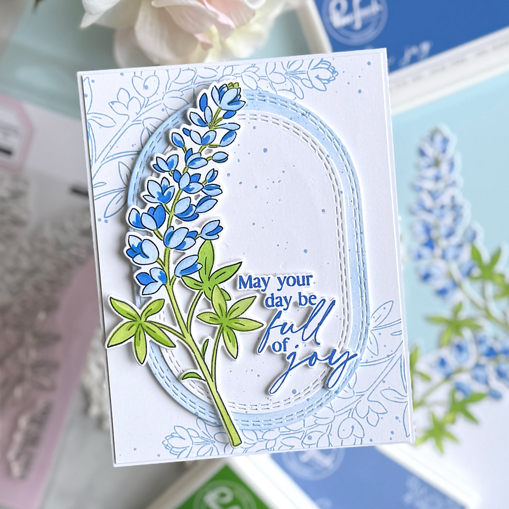 Pinkfresh Studio Bluebonnet Bliss Clear Stamps 274525 Floral Joy Card