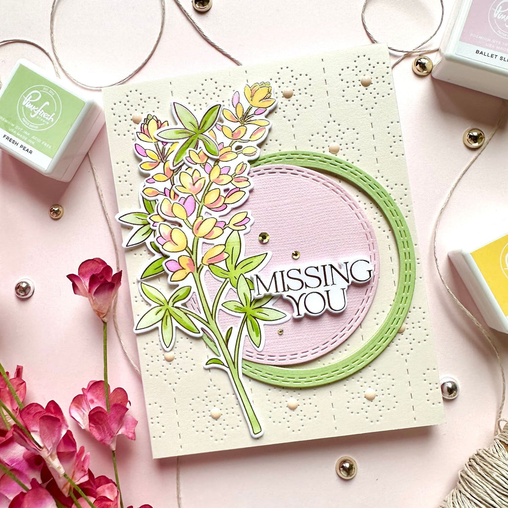 Pinkfresh Studio Bluebonnet Bliss Press Plates 274825 Missing You Card