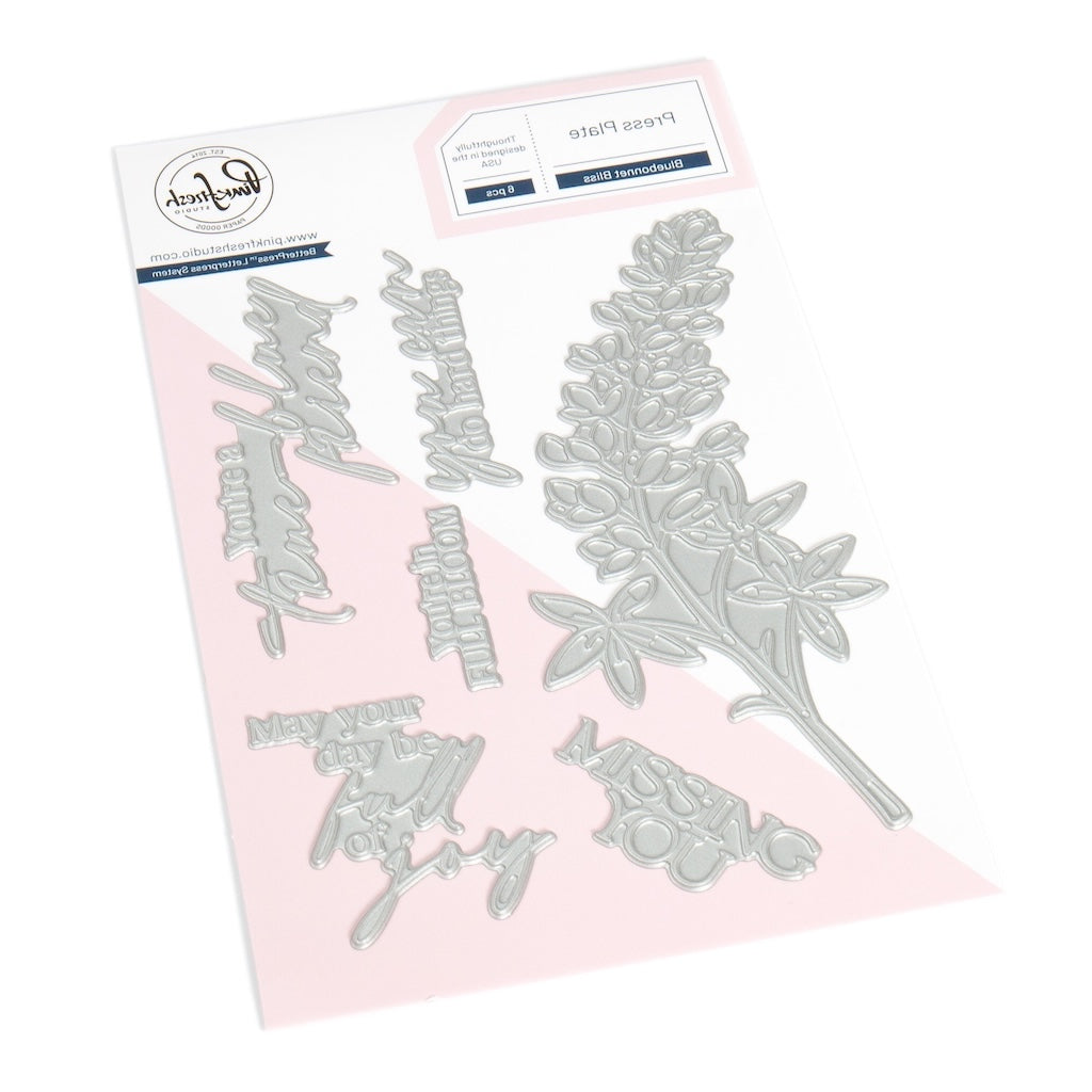 Pinkfresh Studio Bluebonnet Bliss Stamps Dies Stencils And Press Plates Bundle 274825