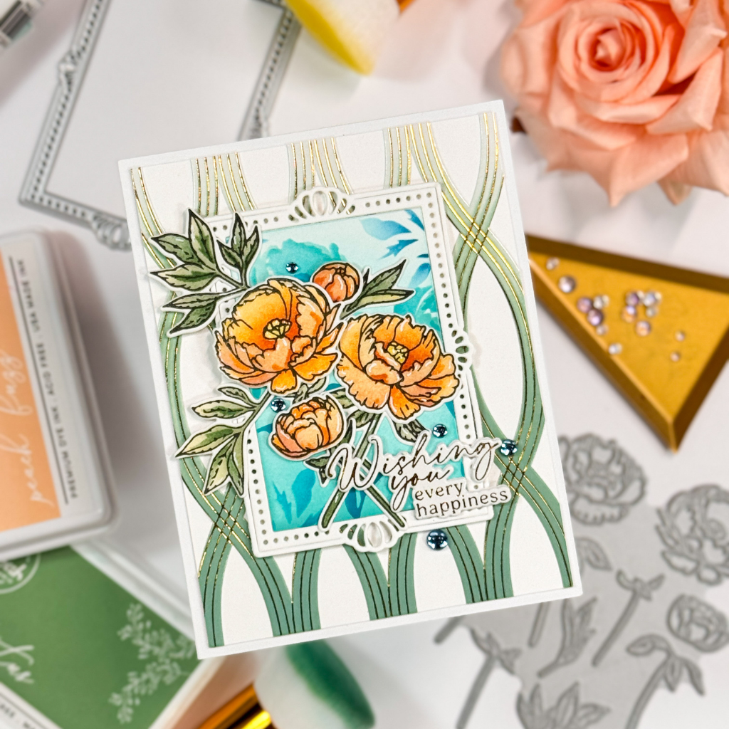 Pinkfresh Studio Blushing Blooms Clear Stamps 283225 Wishing You Every Happiness Card