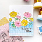 Pinkfresh Studio Blushing Blooms Stencils 283425 Wishing You Every Happiness Card