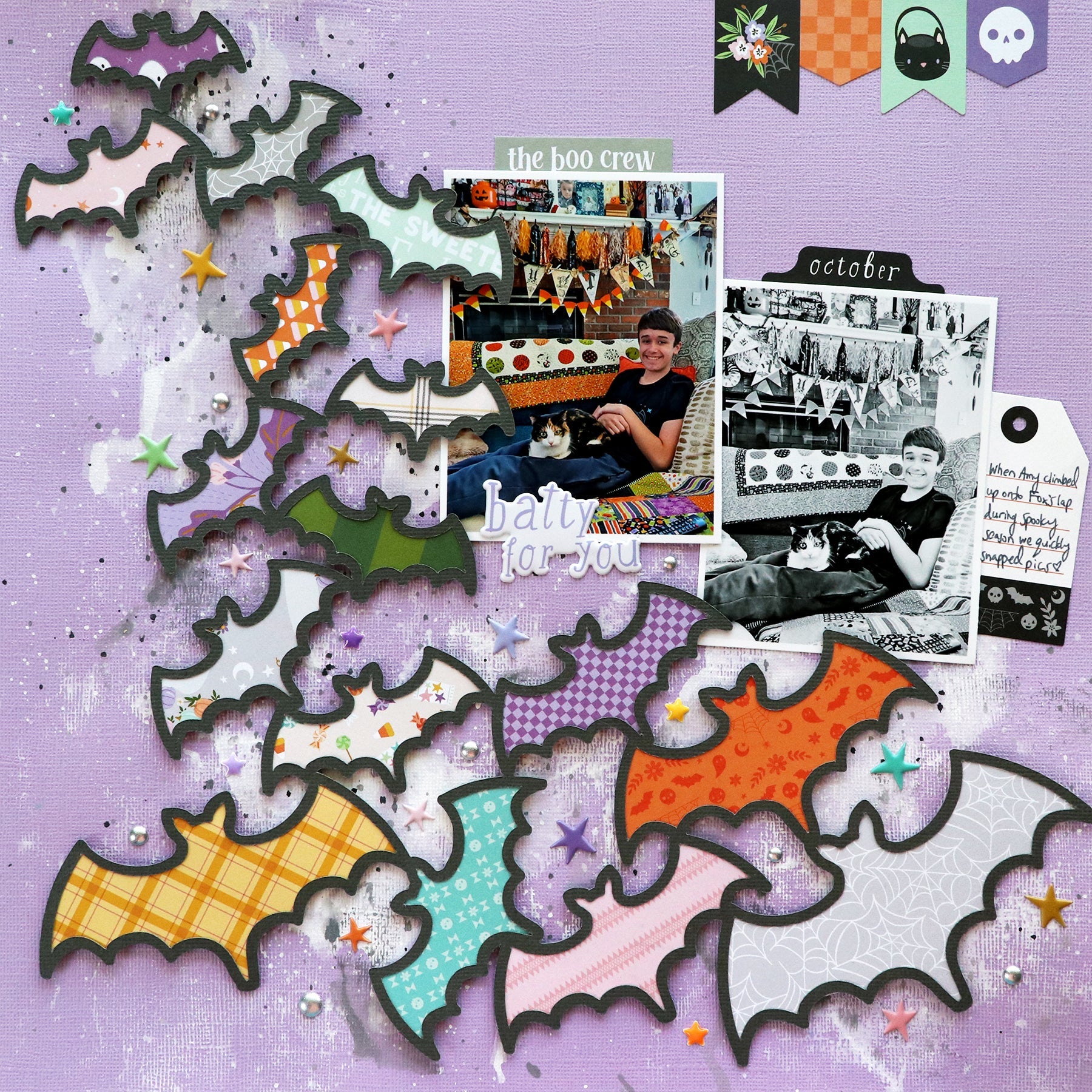 Pinkfresh Studio BooVille 6 x 6 Paper Pack 326026 Halloween Bats