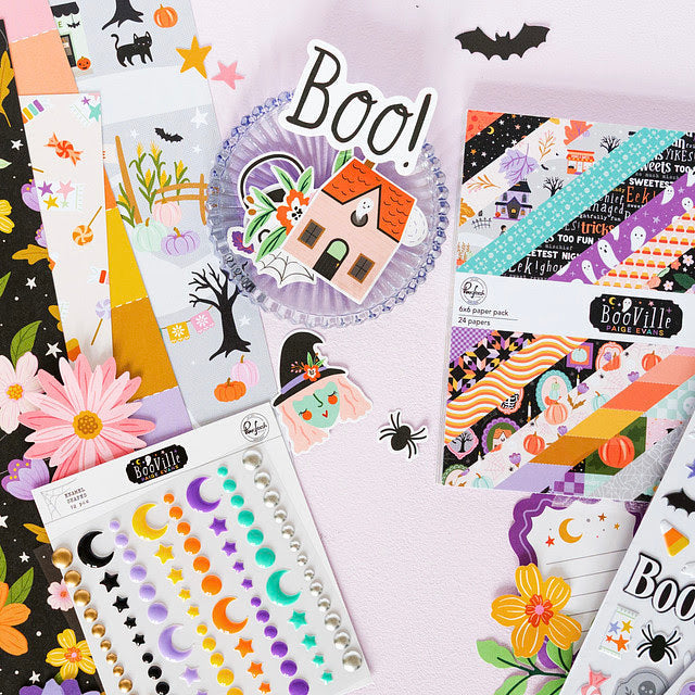 Pinkfresh Studio BooVille Ephemera 326226 Halloween Layout