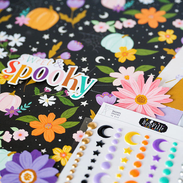 Pinkfresh Studio BooVille Ephemera 326226 Sweet And Spooky Layout