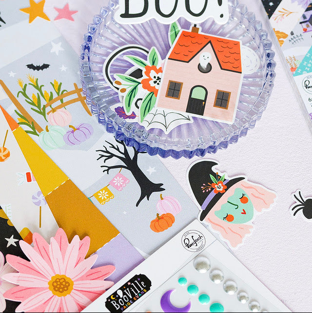 Pinkfresh Studio BooVille Floral Ephemera 326526 Haunted House Layout