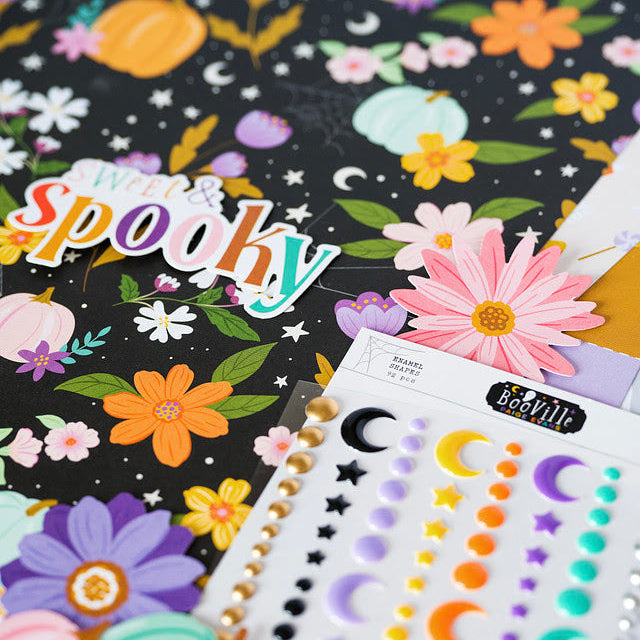 Pinkfresh Studio BooVille Floral Ephemera 326526 Sweet And Spooky Layout