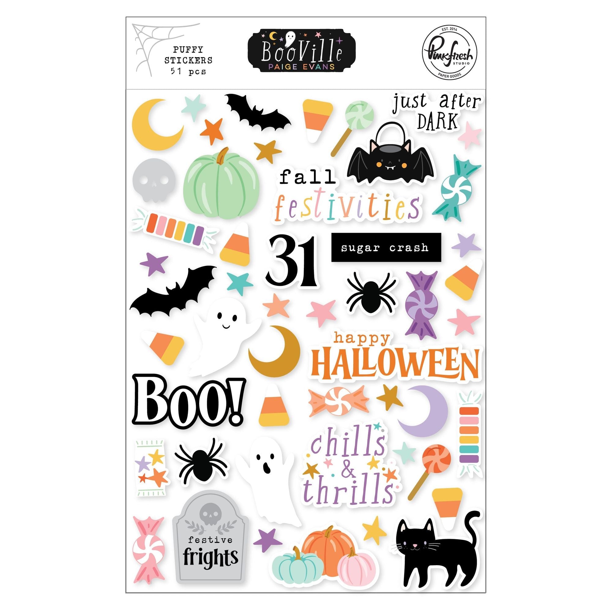 Pinkfresh Studio BooVille Puffy Stickers 326126