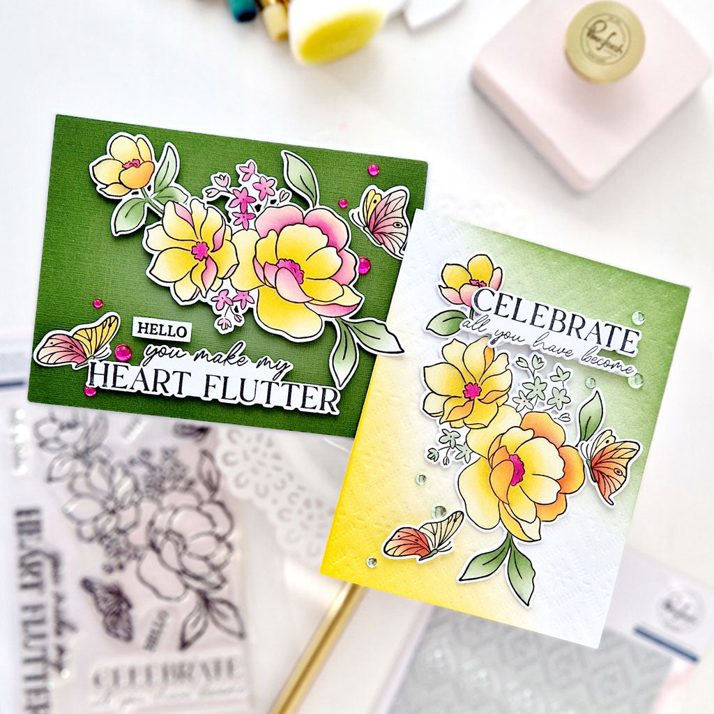 Pinkfresh Studio Butterflies In Bloom Dies 265025 Encourgement Cards