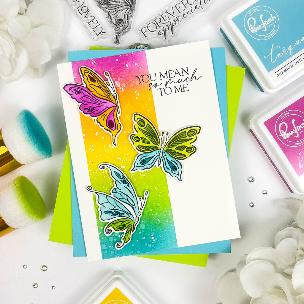 Pinkfresh Studio Butterfly Bliss Clear Stamps 273425 Colorful Friendship Card