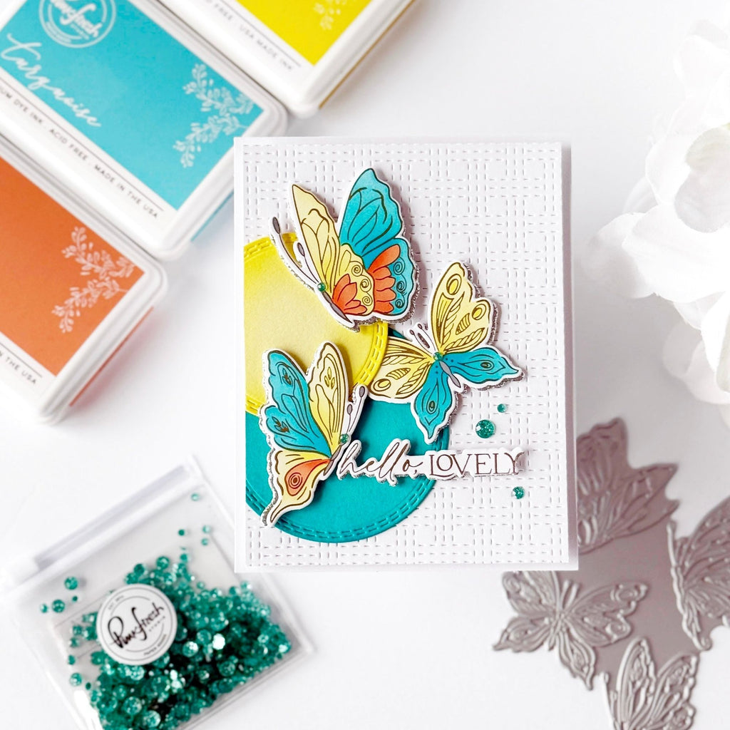 Pinkfresh Studio Butterfly Bliss Press Plates 273725 Hello Lovely Card