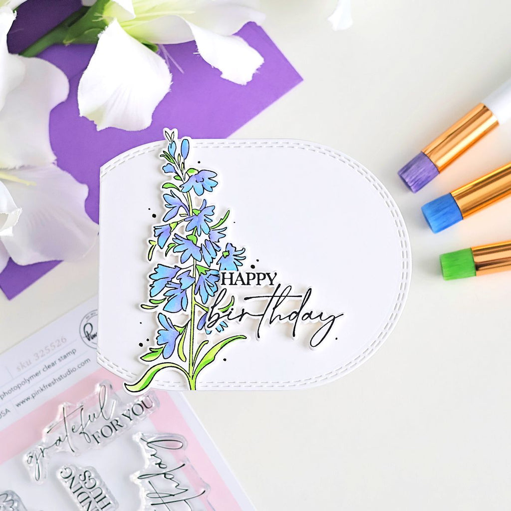 Pinkfresh Studio Cardinal Kiss Clear Stamps 325526 Floral Birthday Card