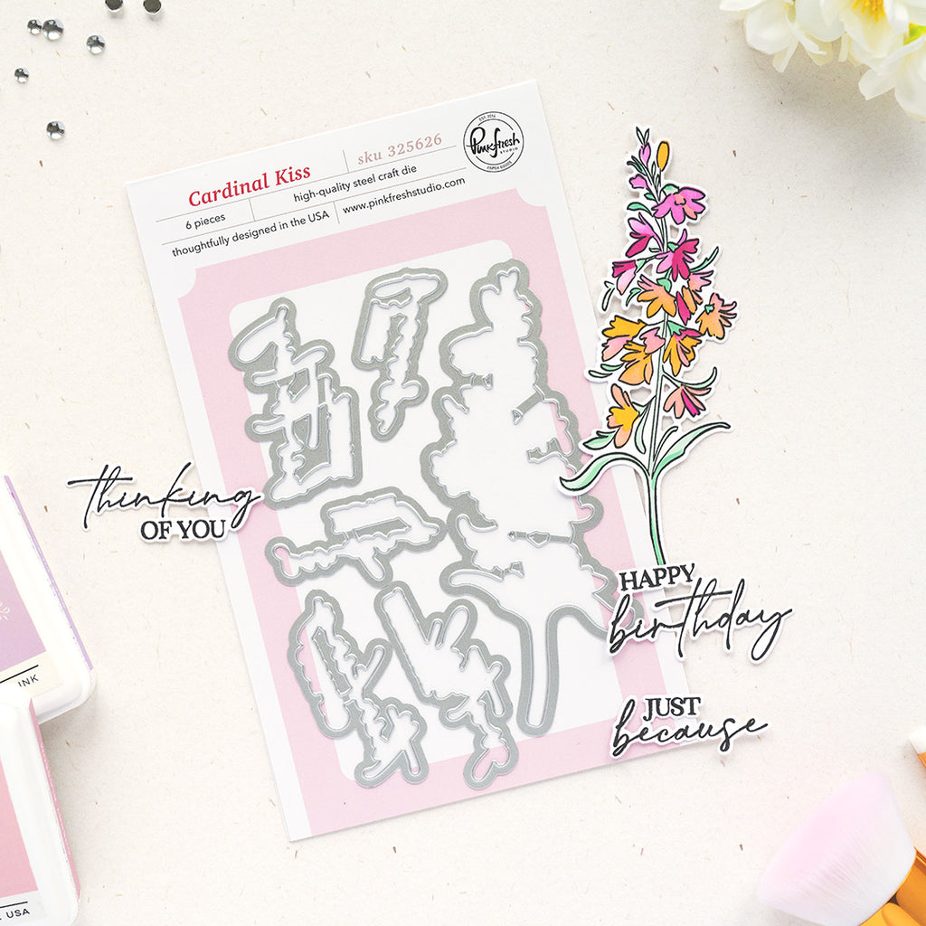 Pinkfresh Studio Cardinal Kiss Clear Stamps Dies Stencils And Press Plates Bundle 325626 Dies Set
