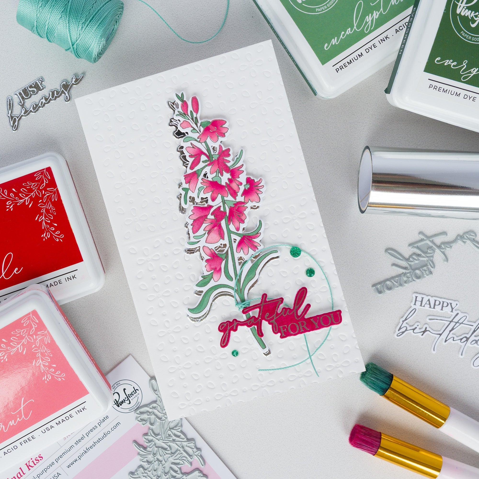 Pinkfresh Studio Cardinal Kiss Press Plate 325826 Grateful For You Card