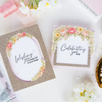 Pinkfresh Studio Celebrate In Blooms Clear Stamps 322226 Kathleen Floral Swag Cards
