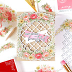 Pinkfresh Studio Celebrate In Blooms Dies 322326 Tae Eun Lattice Happy Birthday Beautiful Card