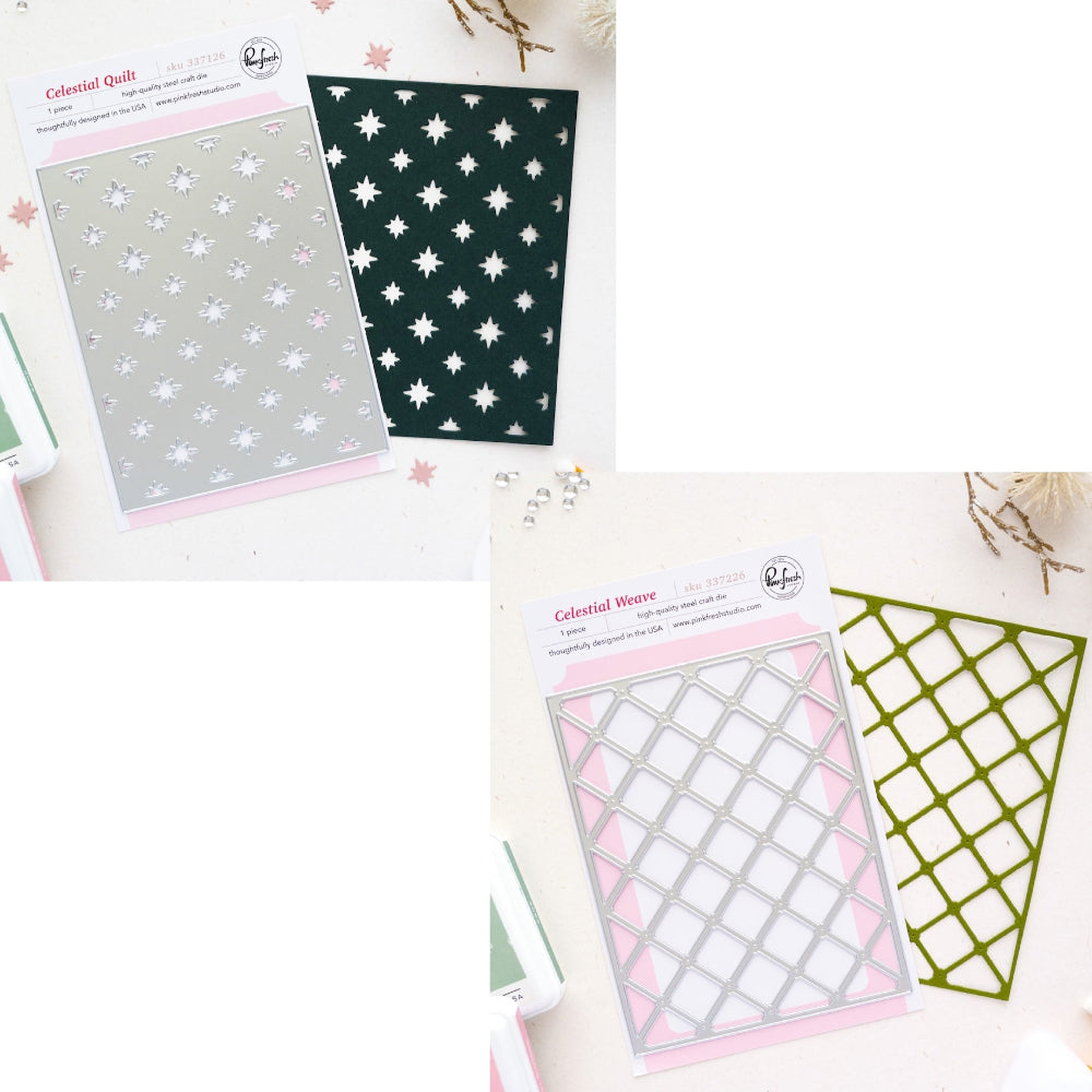 Pinkfresh Studio Celestial Quilt And Weave Coverplate Dies Bundle
