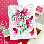Pinkfresh Studio Celestial Quilt And Weave Coverplate Dies Bundle Let Your Heart Be Merry Christmas Card