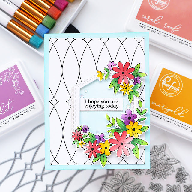 Pinkfresh Studio Cheerful Blossoms Clear Stamps 262724 Encouragement Card | color-code:ALT02