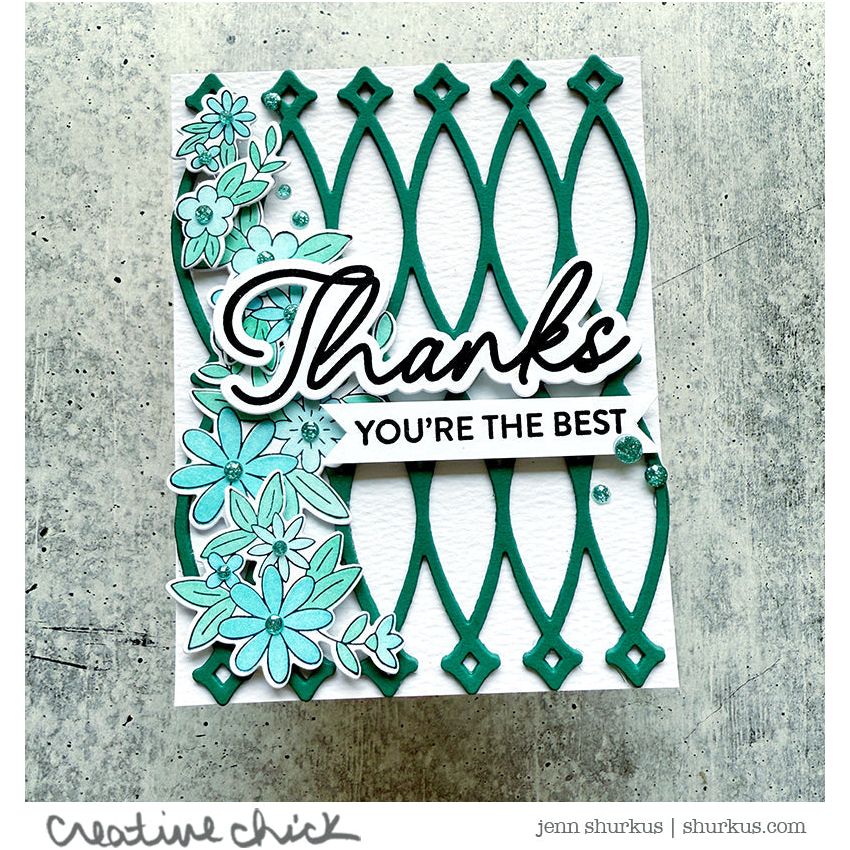 Pinkfresh Studio Cheerful Blossoms Clear Stamps 262724 Thank You Card | color-code:ALT03