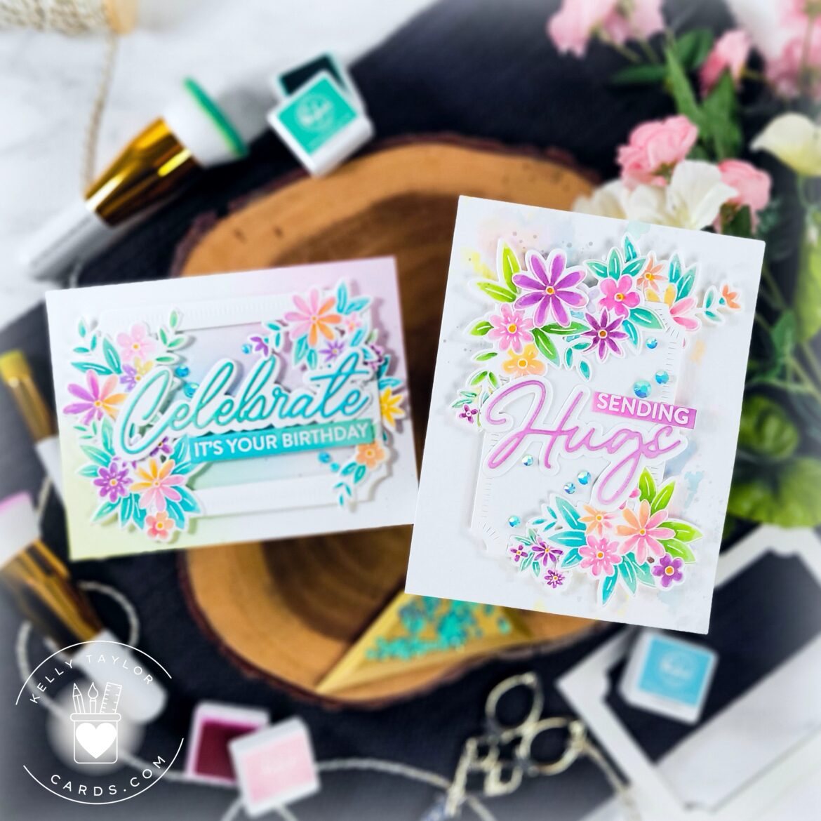 Pinkfresh Studio Cheerful Blossoms Press Plate 263024 Bright Floral Cards | color-code:ALT01