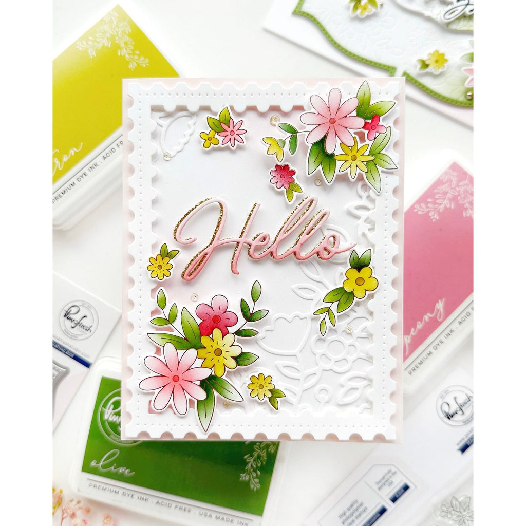 Pinkfresh Studio Cheerful Blossoms Press Plate 263024 Greetings Card | color-code:ALT03