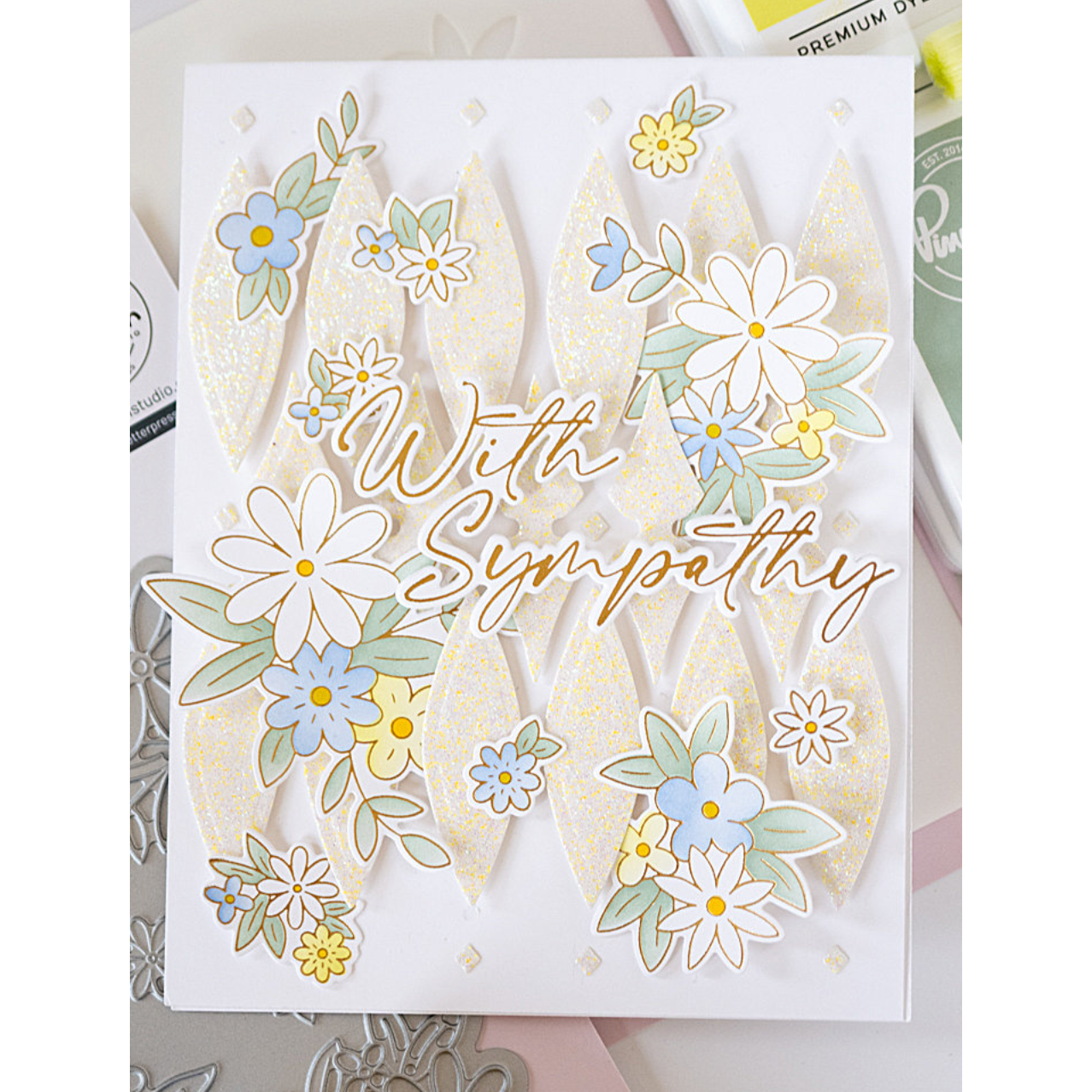 Pinkfresh Studio Cheerful Blossoms Press Plate 263024 With Sympathy Cards | color-code:ALT02