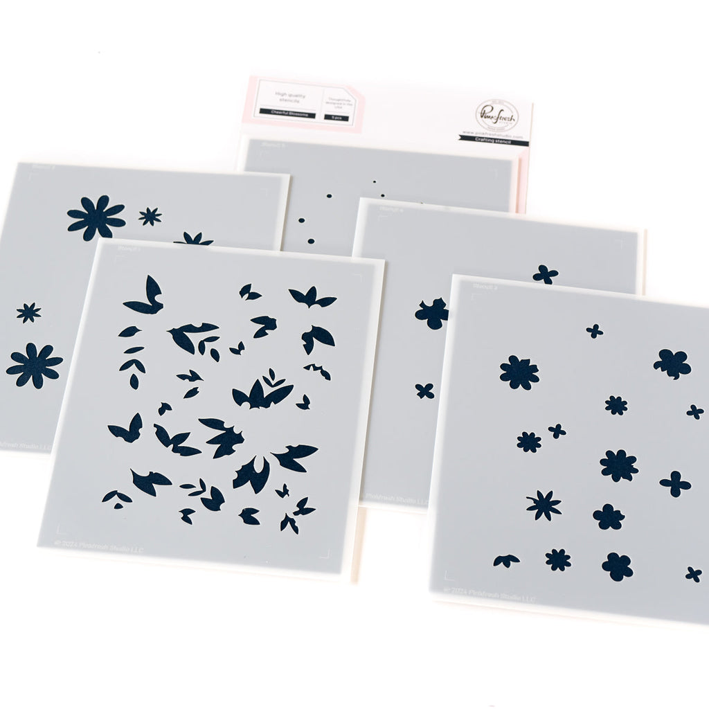 Pinkfresh Studio Cheerful Blossoms Stencils 262924