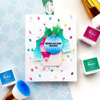 Pinkfresh Studio Christmas Lights Coverplate Die And Stencils Bundle Warm Holiday Wishes Card