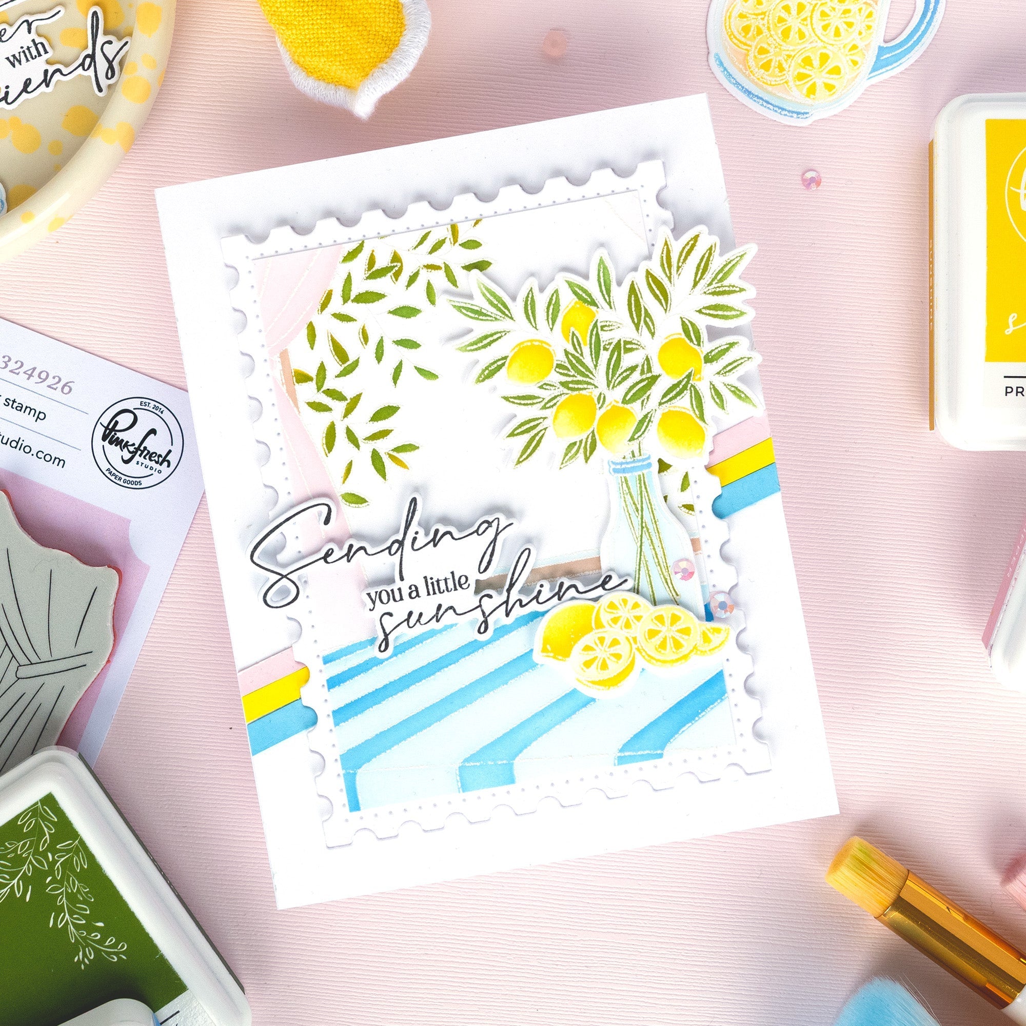 Pinkfresh Studio Citrus Still Life Dies 324726 A Little Sunshine Card