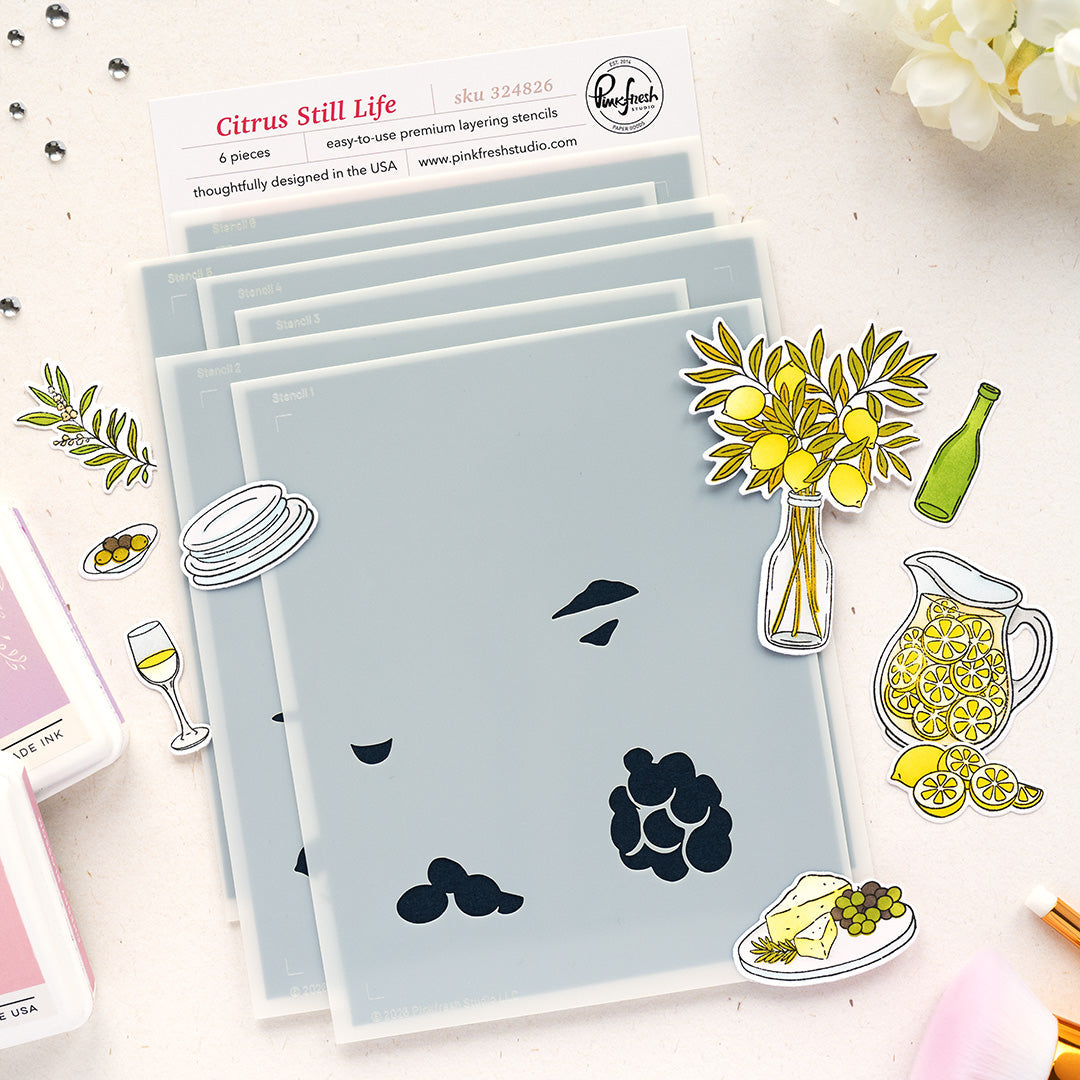 Pinkfresh Studio Citrus Still Life Stencils 324826