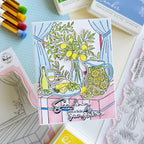 Pinkfresh Studio Citrus Still Life Stencils 324826 Sunshine Card