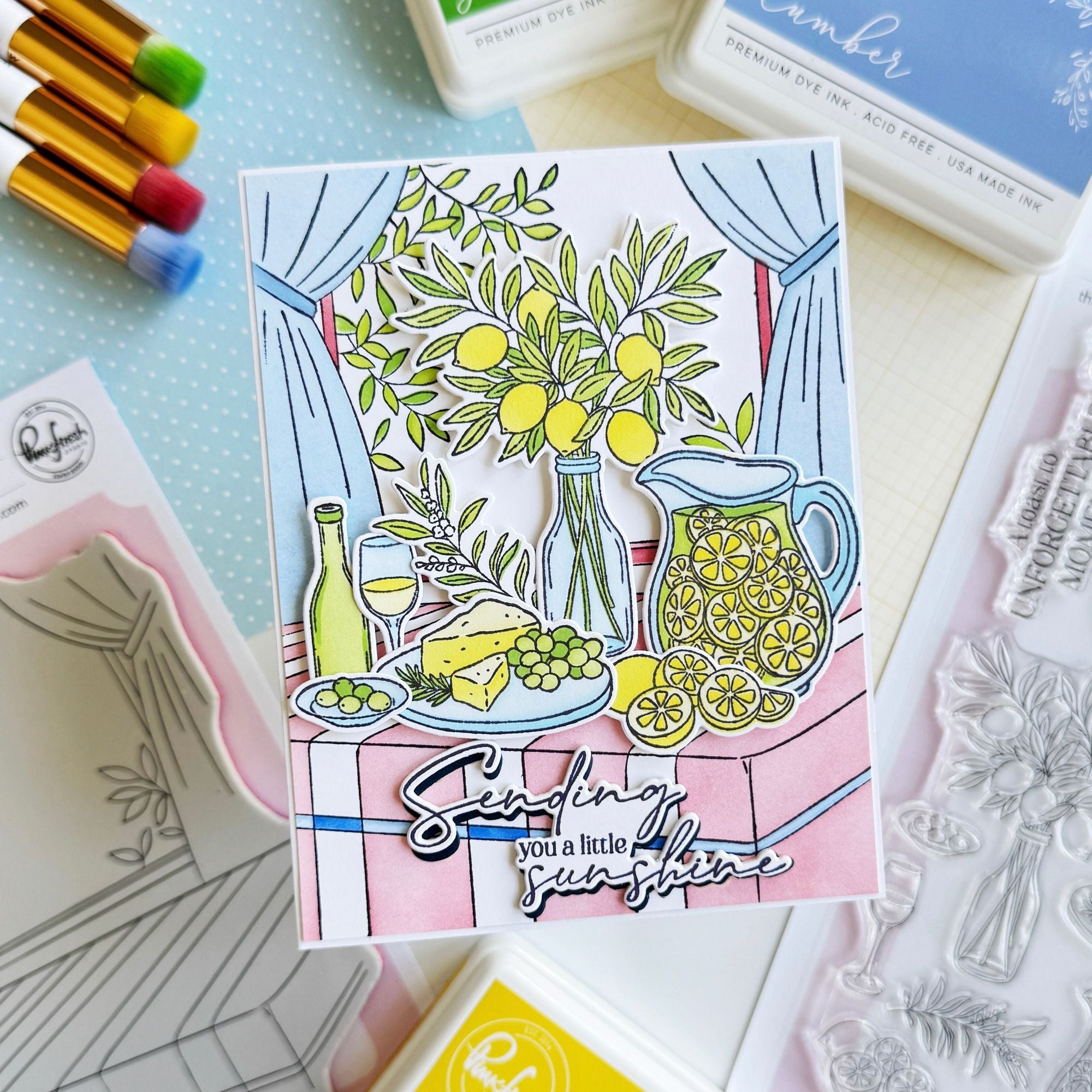 Pinkfresh Studio Citrus Still Life Stencils 324826 Sunshine Card