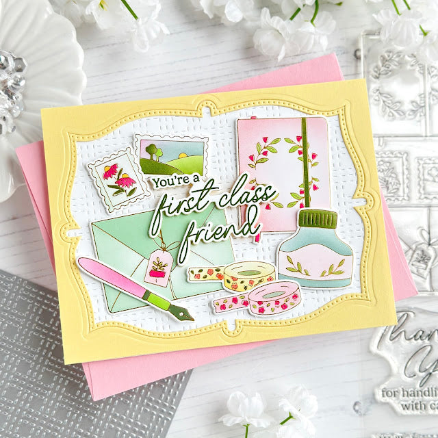 Pinkfresh Studio Classic Correspondence Press Plates 267925 Best Friend Card | color-code:ALT01