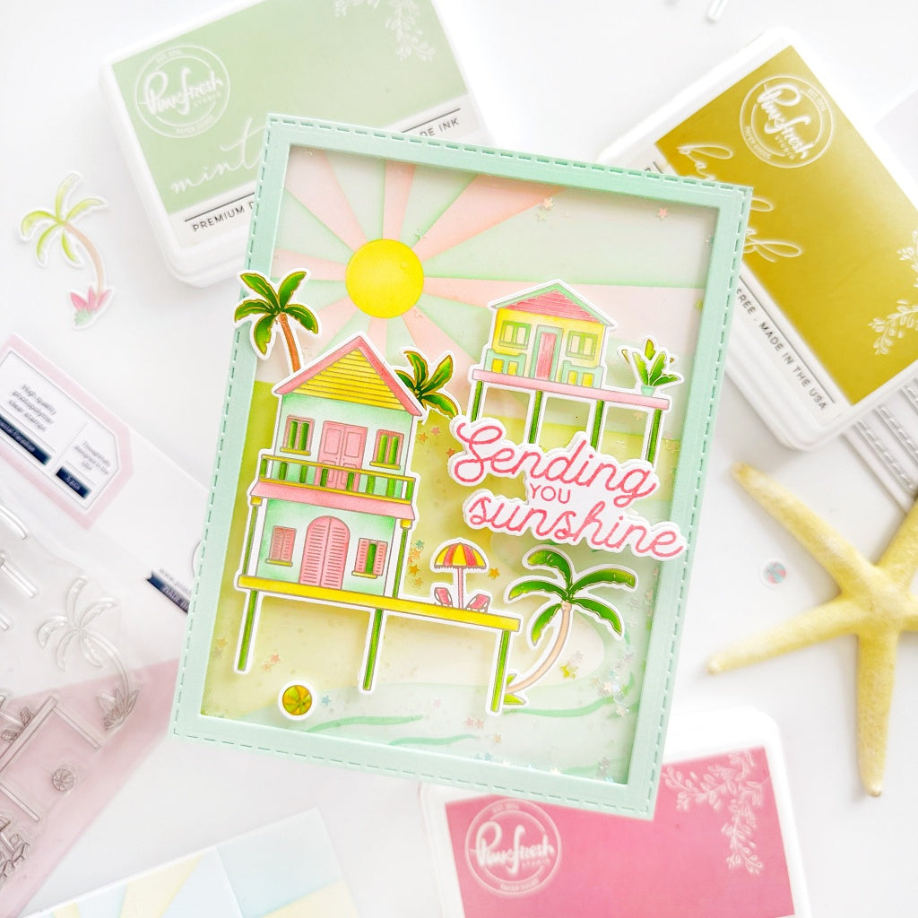 Pinkfresh Studio Coastal Paradise Dies 282525 Sending Sunshine Card