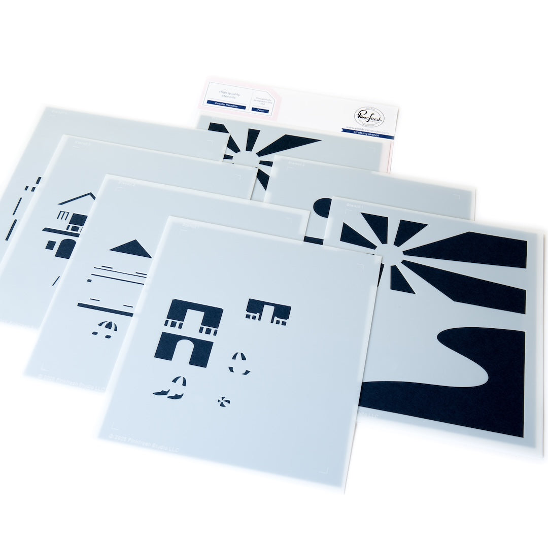 Pinkfresh Studio Coastal Paradise Stencils 282625