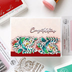 Pinkfresh Studio Cottage Flourish Stencils 339426 Congratulations Card
