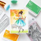 Pinkfresh Studio Couture Grace Clear Stamps Dies Stencils And Press Plates Bundle Isha Wishing you a sweet day card
