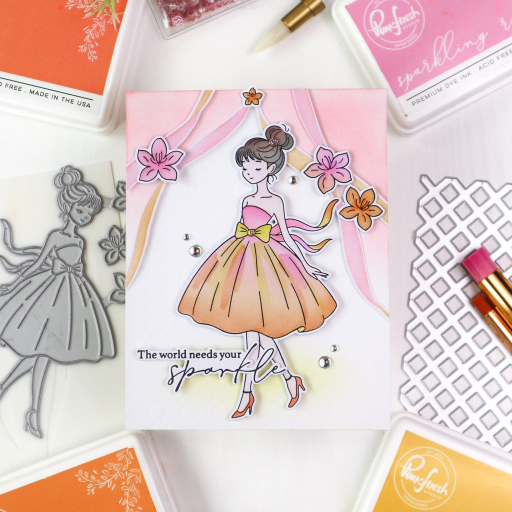 Pinkfresh Studio Couture Grace Press Plates 315026 The World Needs Your Sparkle Card